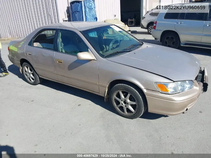 2000 Toyota Camry Ce VIN: 4T1BG22K2YU960659 Lot: 40697629