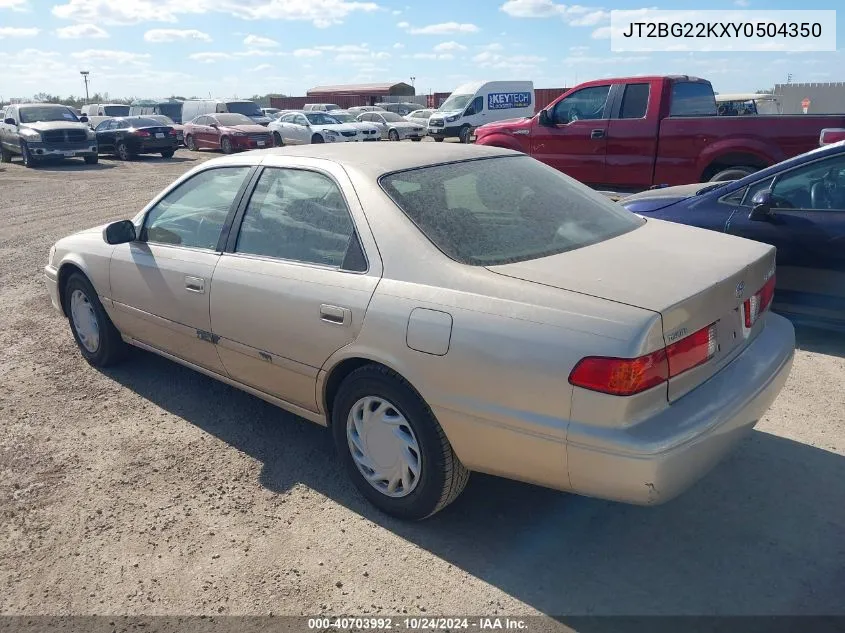 2000 Toyota Camry Le VIN: JT2BG22KXY0504350 Lot: 40703992