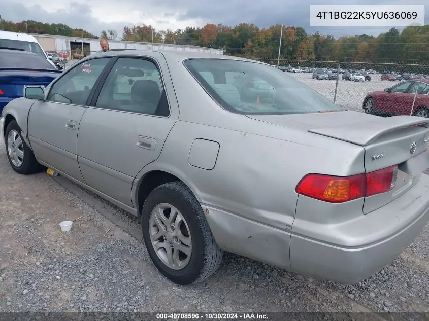 2000 Toyota Camry Le VIN: 4T1BG22K5YU636069 Lot: 40708596