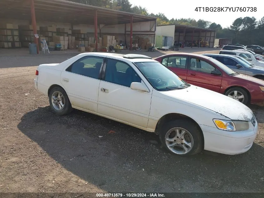 2000 Toyota Camry Le VIN: 4T1BG28K7YU760738 Lot: 40713579