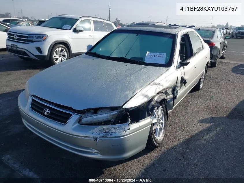 2000 Toyota Camry Xle V6 VIN: 4T1BF28KXYU103757 Lot: 40713984