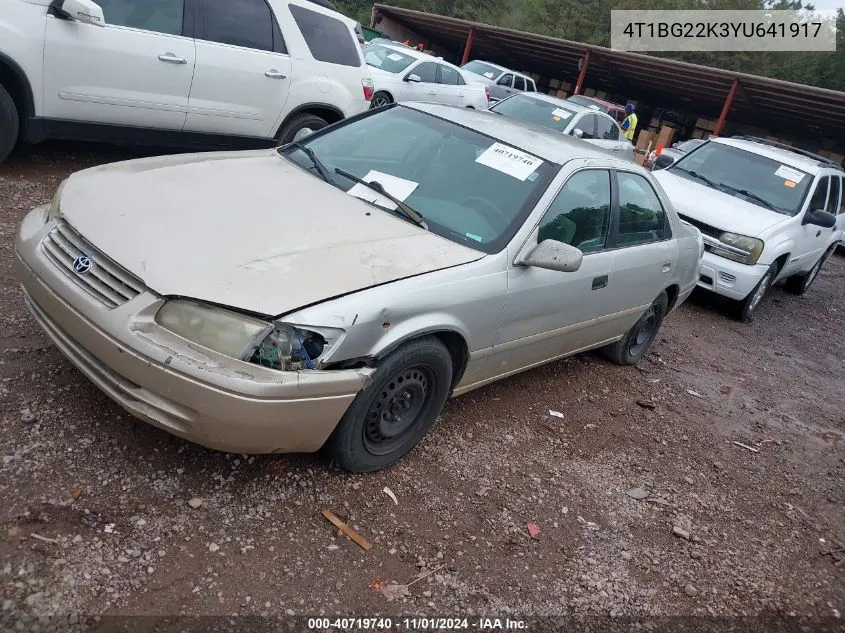 2000 Toyota Camry Le VIN: 4T1BG22K3YU641917 Lot: 40719740