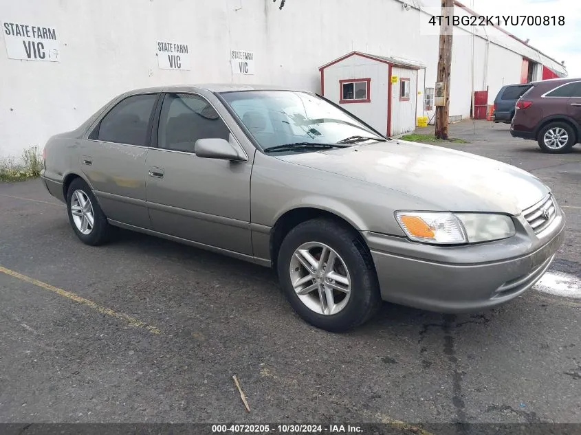 2000 Toyota Camry Ce VIN: 4T1BG22K1YU700818 Lot: 40720205