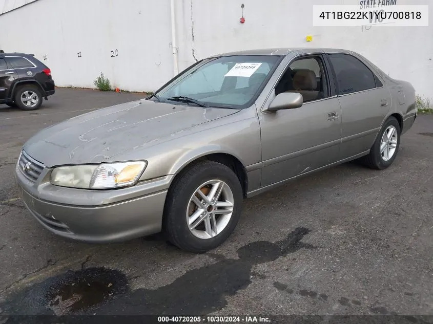 2000 Toyota Camry Ce VIN: 4T1BG22K1YU700818 Lot: 40720205