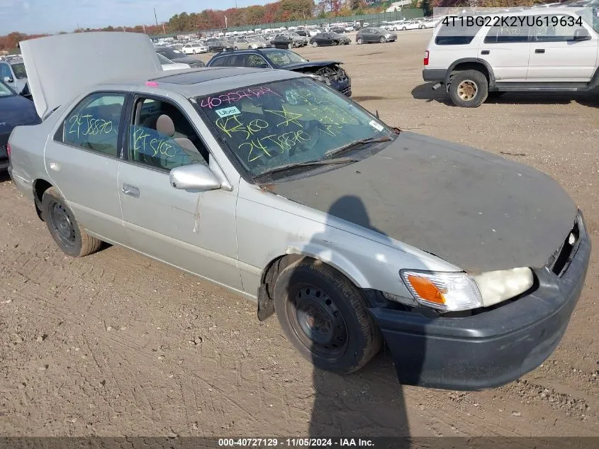 2000 Toyota Camry Le VIN: 4T1BG22K2YU619634 Lot: 40727129