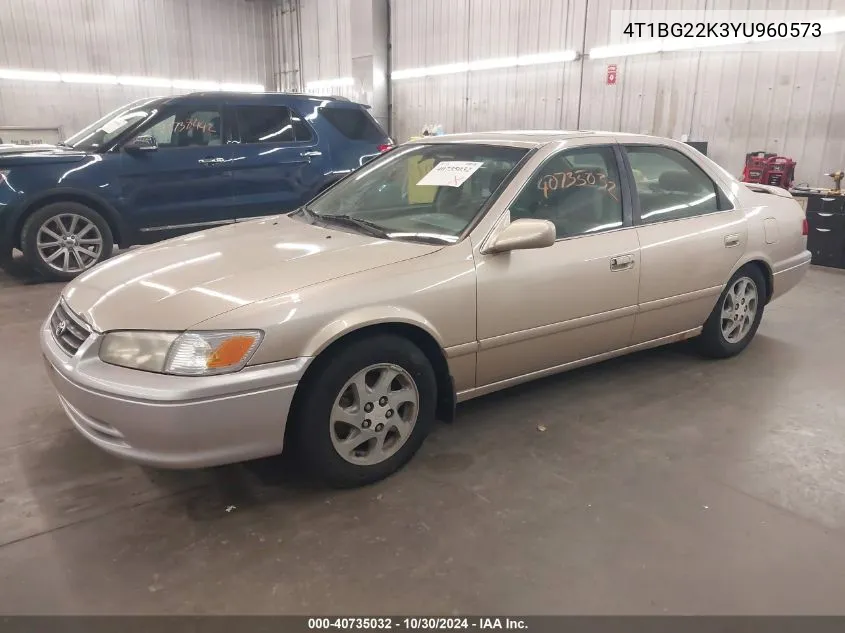 2000 Toyota Camry Le VIN: 4T1BG22K3YU960573 Lot: 40735032