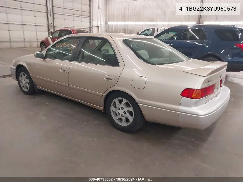 2000 Toyota Camry Le VIN: 4T1BG22K3YU960573 Lot: 40735032