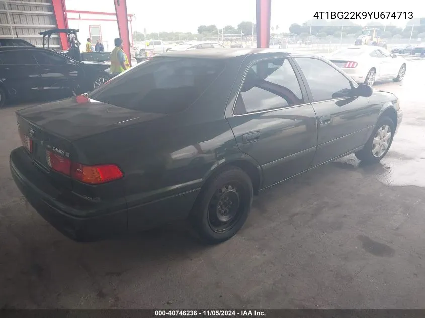 2000 Toyota Camry Le VIN: 4T1BG22K9YU674713 Lot: 40746236