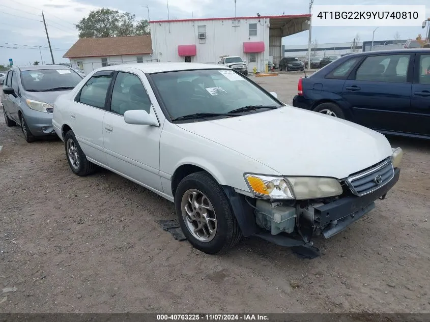 2000 Toyota Camry Ce VIN: 4T1BG22K9YU740810 Lot: 40763225