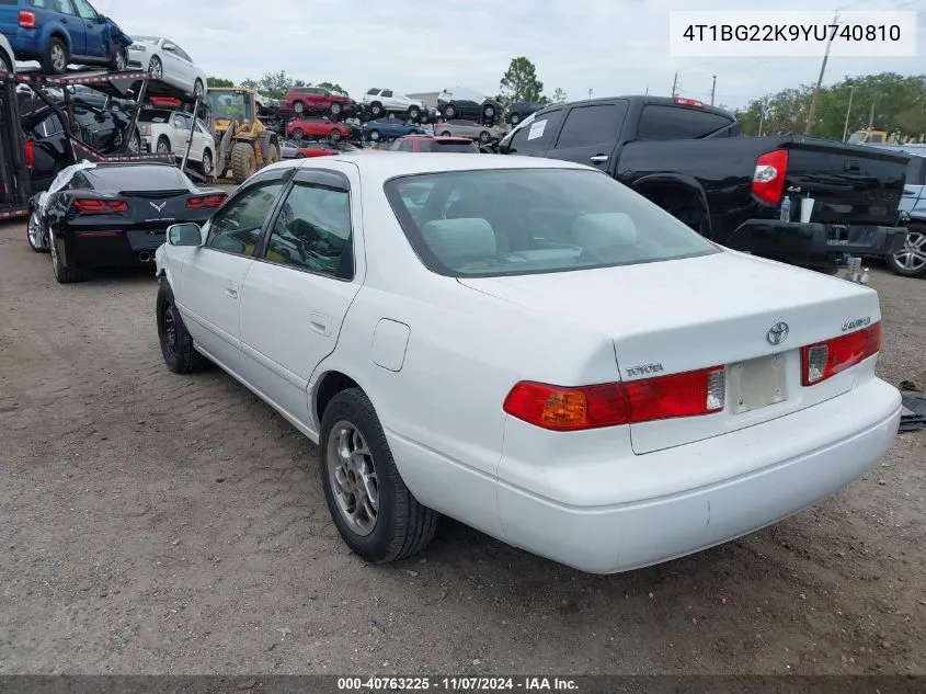 2000 Toyota Camry Ce VIN: 4T1BG22K9YU740810 Lot: 40763225