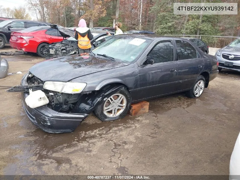 2000 Toyota Camry Le V6 VIN: 4T1BF22KXYU939142 Lot: 40787237