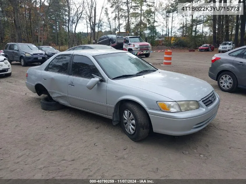 2000 Toyota Camry Ce VIN: 4T1BG22K3YU715773 Lot: 40790259