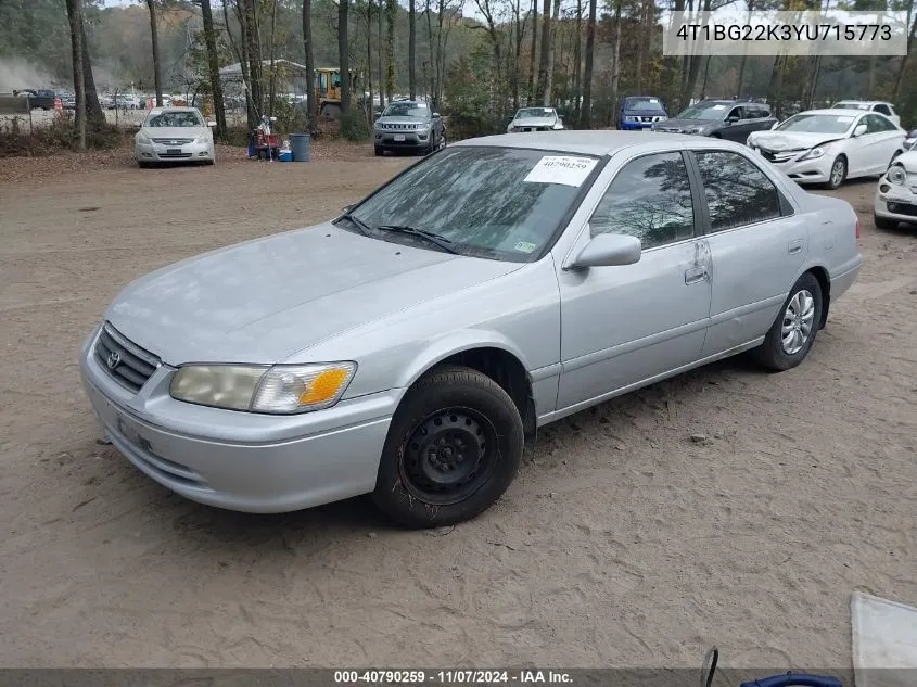 2000 Toyota Camry Ce VIN: 4T1BG22K3YU715773 Lot: 40790259