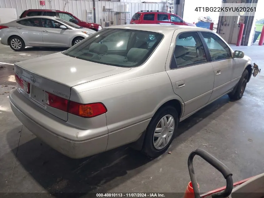 2000 Toyota Camry Le VIN: 4T1BG22K5YU620261 Lot: 40810113