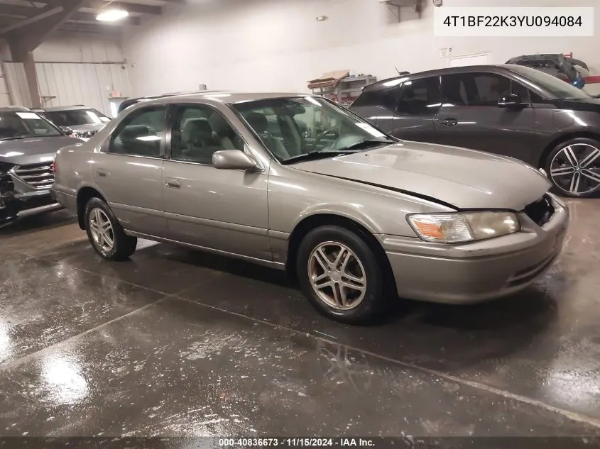 2000 Toyota Camry Le V6 VIN: 4T1BF22K3YU094084 Lot: 40836673