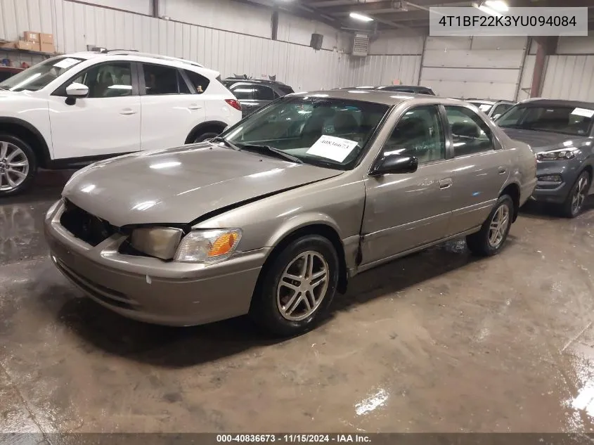 2000 Toyota Camry Le V6 VIN: 4T1BF22K3YU094084 Lot: 40836673