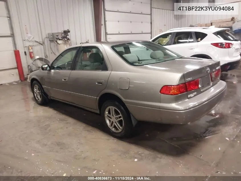 2000 Toyota Camry Le V6 VIN: 4T1BF22K3YU094084 Lot: 40836673