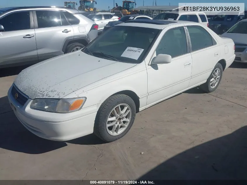 2000 Toyota Camry Xle V6 VIN: 4T1BF28K3YU936963 Lot: 40891079