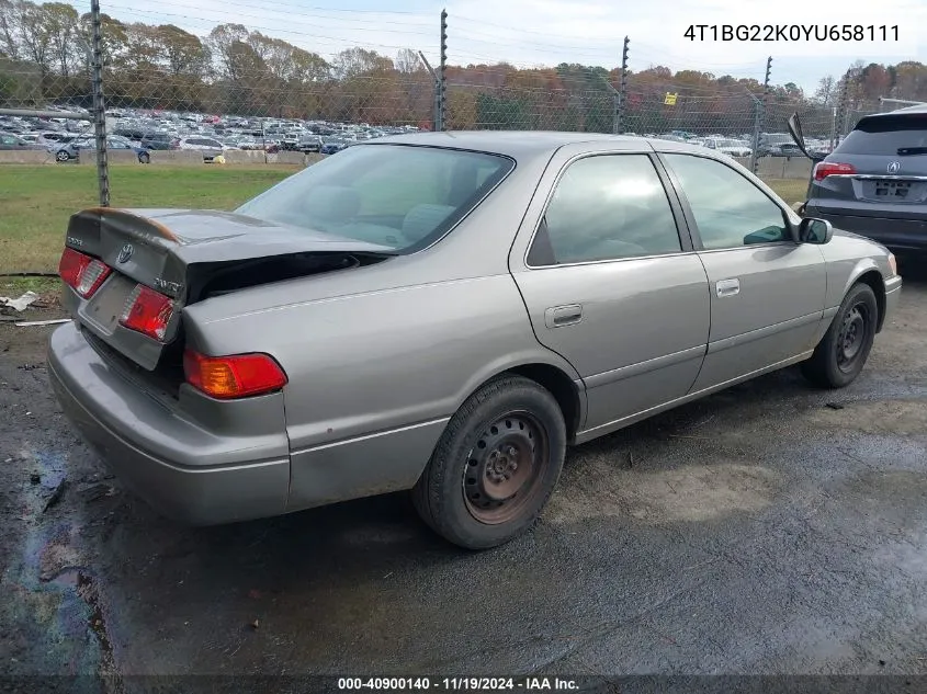 2000 Toyota Camry Le VIN: 4T1BG22K0YU658111 Lot: 40900140