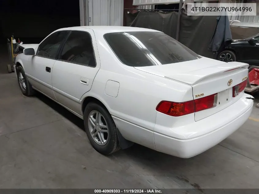 2000 Toyota Camry Le VIN: 4T1BG22K7YU964996 Lot: 40909303