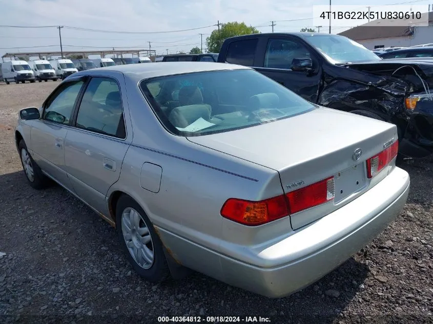 2001 Toyota Camry Le VIN: 4T1BG22K51U830610 Lot: 40364812