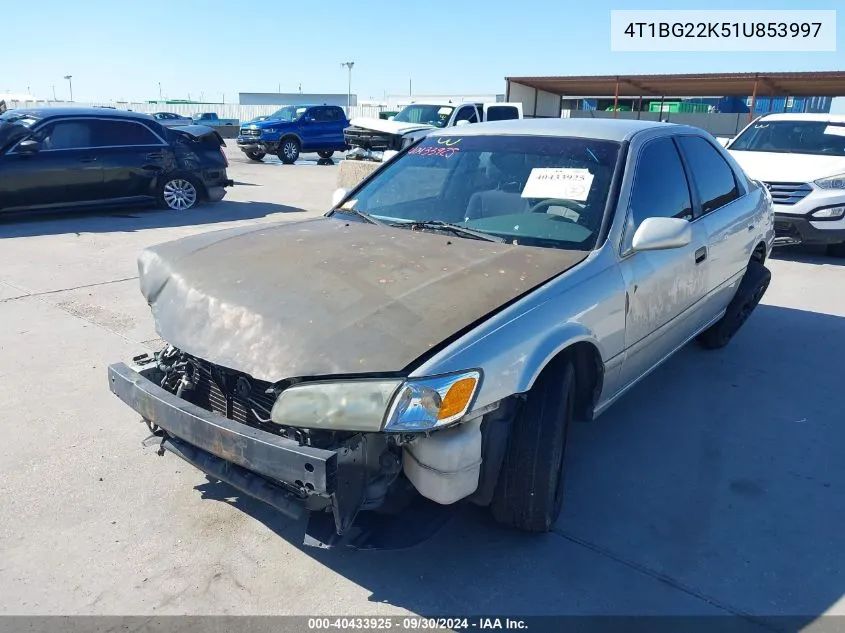 2001 Toyota Camry Le VIN: 4T1BG22K51U853997 Lot: 40433925