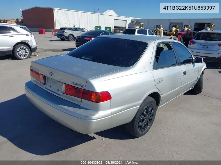 2001 Toyota Camry Le VIN: 4T1BG22K51U853997 Lot: 40433925