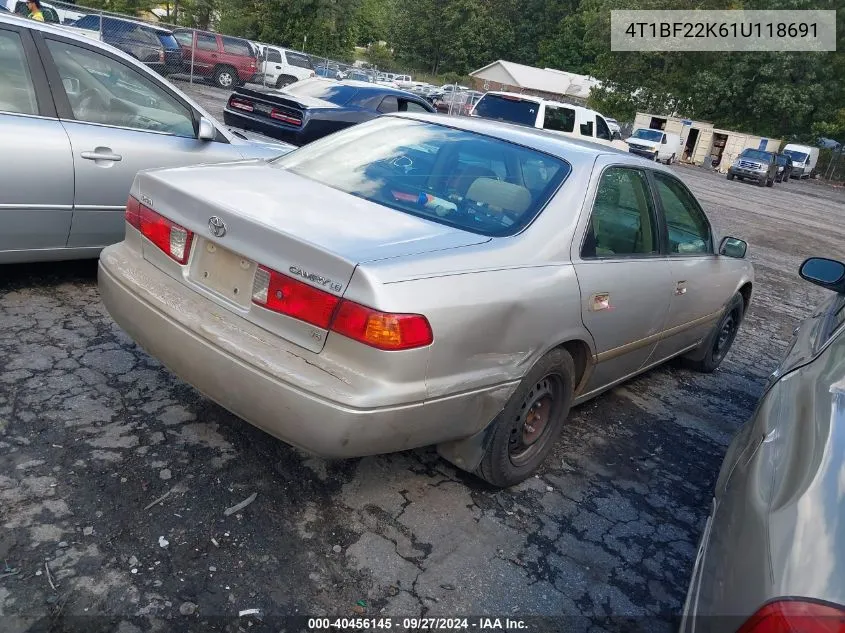 2001 Toyota Camry Le V6 VIN: 4T1BF22K61U118691 Lot: 40456145