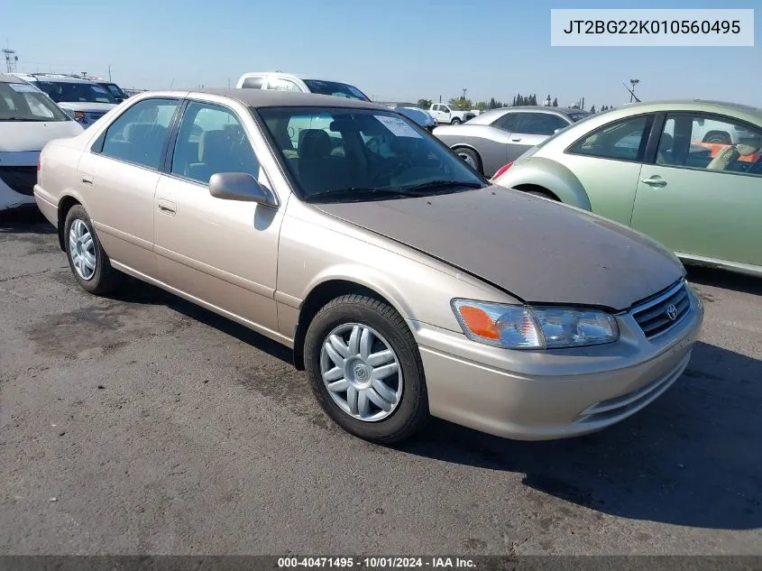 2001 Toyota Camry Le VIN: JT2BG22K010560495 Lot: 40471495