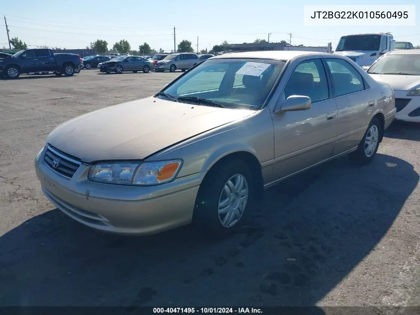 2001 Toyota Camry Le VIN: JT2BG22K010560495 Lot: 40471495