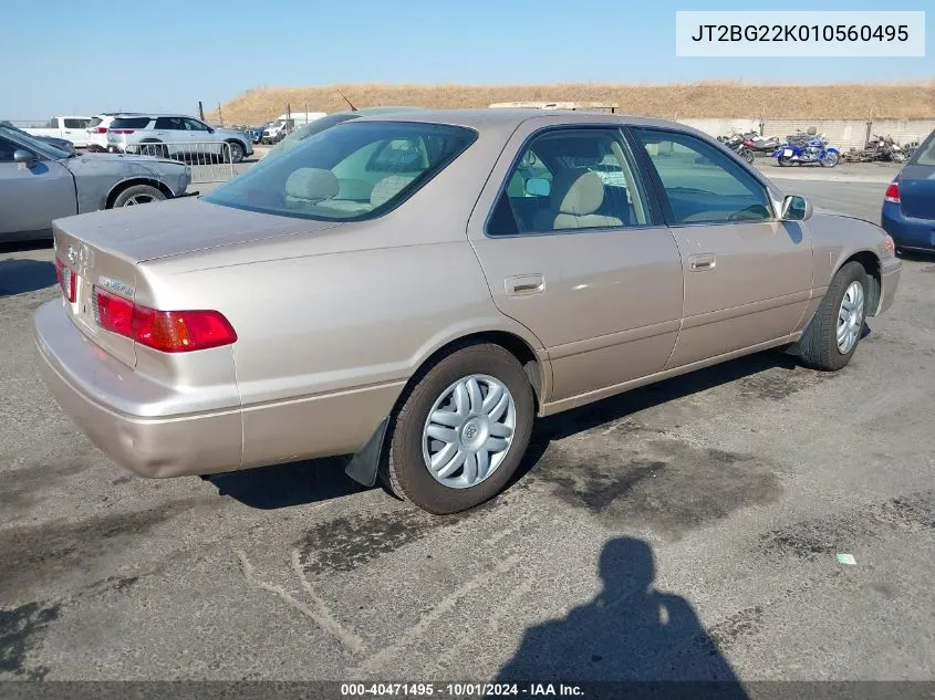 2001 Toyota Camry Le VIN: JT2BG22K010560495 Lot: 40471495