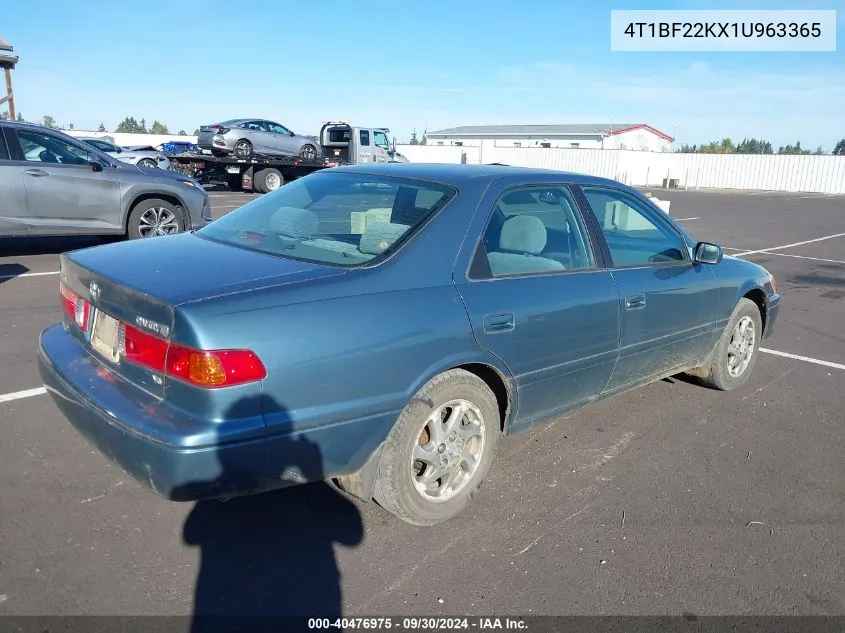 2001 Toyota Camry Le V6 VIN: 4T1BF22KX1U963365 Lot: 40476975