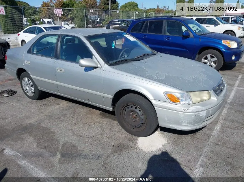 2001 Toyota Camry Le VIN: 4T1BG22K71U867092 Lot: 40733182