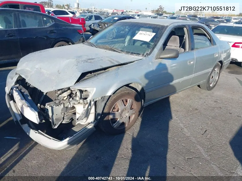 2001 Toyota Camry Le VIN: JT2BG22K710551812 Lot: 40742743