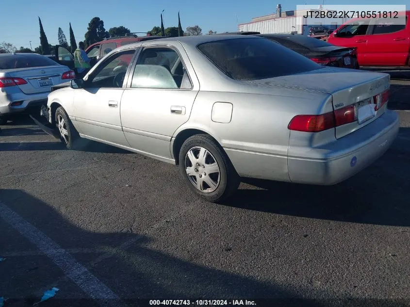 2001 Toyota Camry Le VIN: JT2BG22K710551812 Lot: 40742743