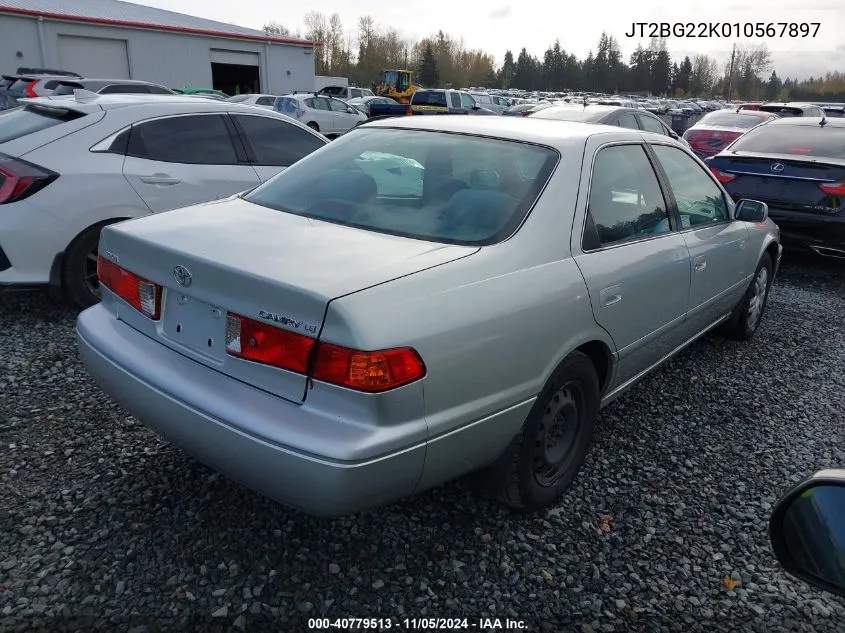 2001 Toyota Camry Le VIN: JT2BG22K010567897 Lot: 40779513