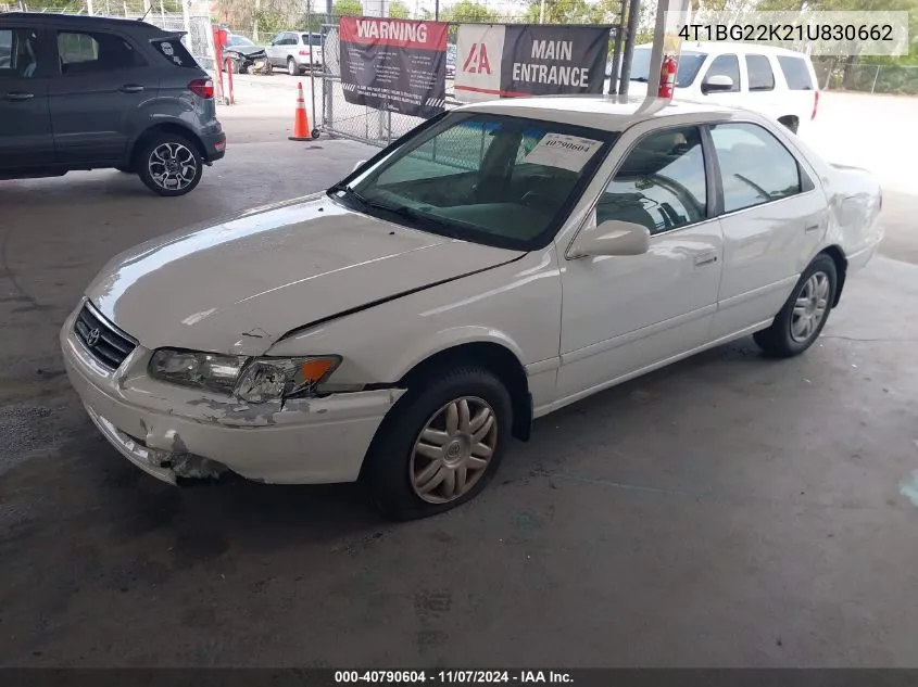 2001 Toyota Camry Le VIN: 4T1BG22K21U830662 Lot: 40790604