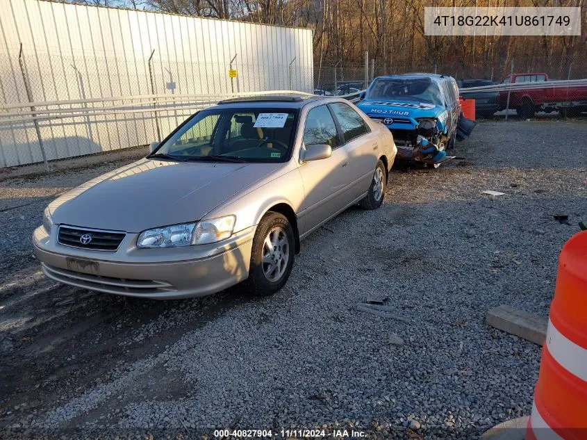 2001 Toyota Camry VIN: 4T18G22K41U861749 Lot: 40827904