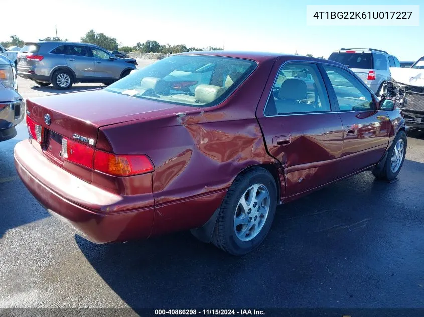 2001 Toyota Camry Le VIN: 4T1BG22K61U017227 Lot: 40866298