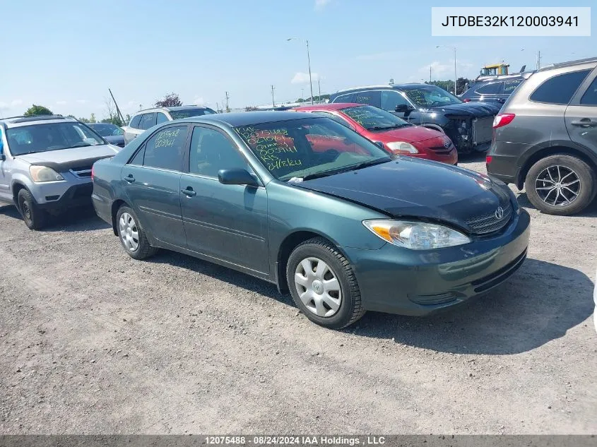 2002 Toyota Camry VIN: JTDBE32K120003941 Lot: 12075488