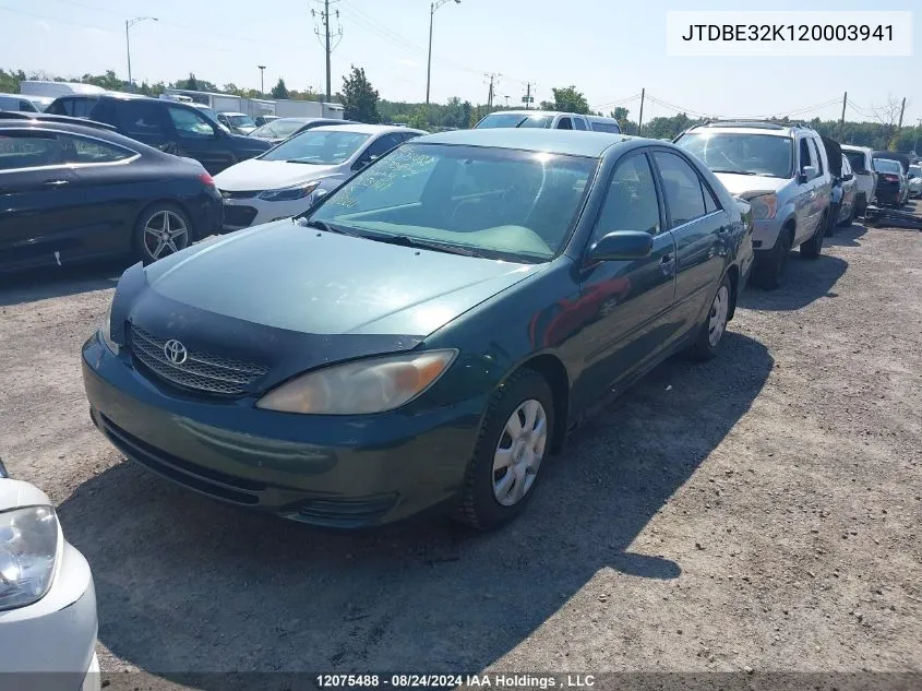 2002 Toyota Camry VIN: JTDBE32K120003941 Lot: 12075488