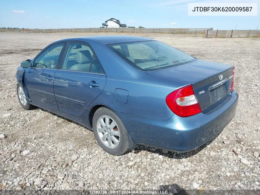 2002 Toyota Camry VIN: JTDBF30K620009587 Lot: 12102736