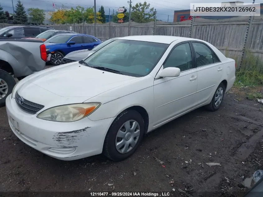 2002 Toyota Camry Le/Xle/Se VIN: JTDBE32KX20126962 Lot: 12110477