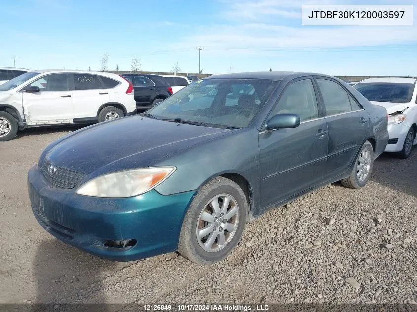 2002 Toyota Camry Le/Xle/Se VIN: JTDBF30K120003597 Lot: 12126849