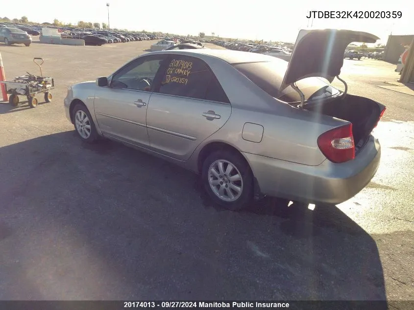 JTDBE32K420020359 2002 Toyota Camry Xle