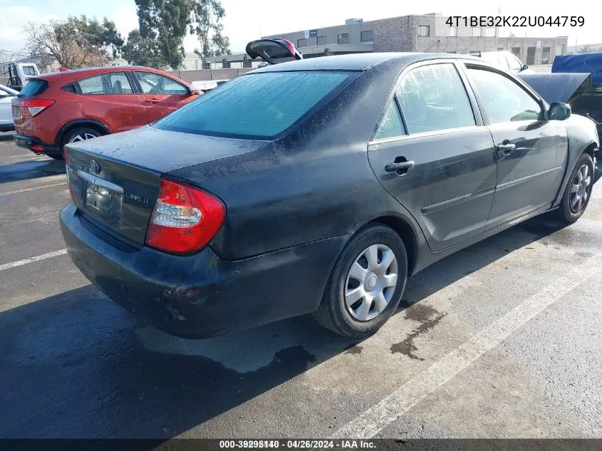 2002 Toyota Camry Le VIN: 4T1BE32K22U044759 Lot: 39295140