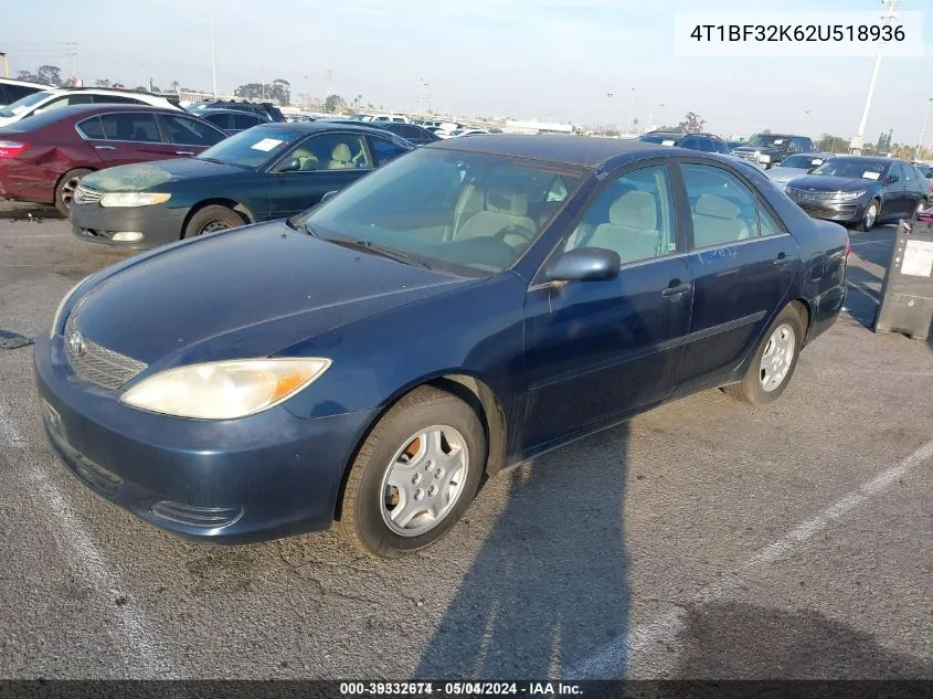 2002 Toyota Camry Le VIN: 4T1BF32K62U518936 Lot: 39332674