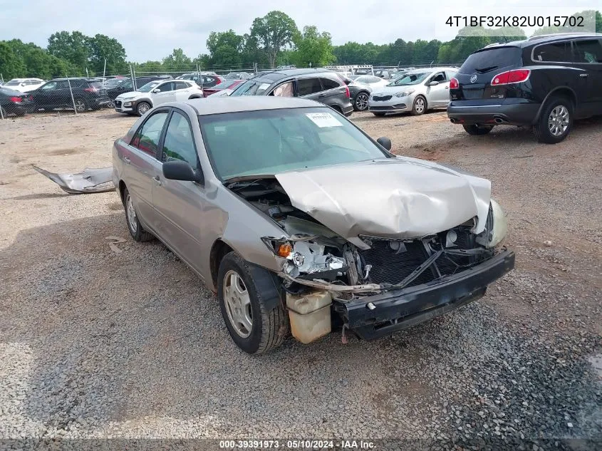 2002 Toyota Camry Le V6 VIN: 4T1BF32K82U015702 Lot: 39391973