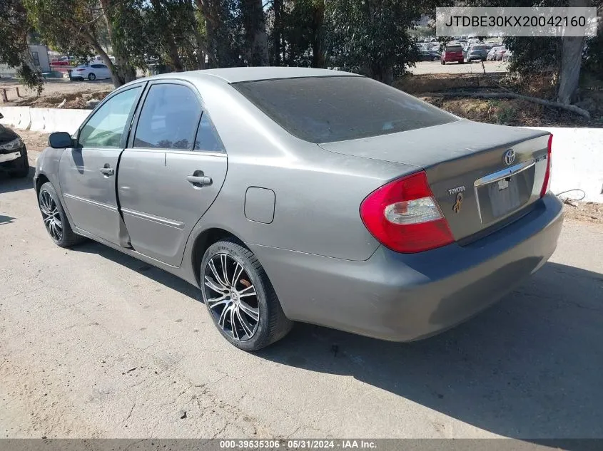 2002 Toyota Camry Xle VIN: JTDBE30KX20042160 Lot: 39535306