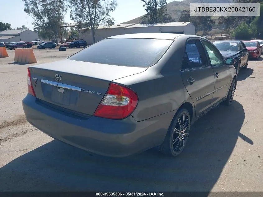 2002 Toyota Camry Xle VIN: JTDBE30KX20042160 Lot: 39535306